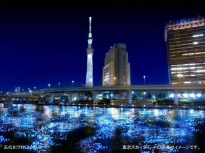 LEDs sur la rivière sumida, Japon